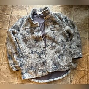 Vintage Havana Cream and Gray Sherpa Jacket camo print